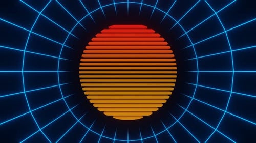 Retro-Synthwave-Kreis-Frame-Loop-Animationshintergrund