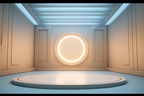 podium Futuristic showcase with platform for product displaying. Empty modern stage display