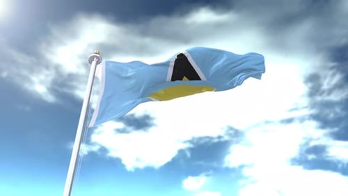 Saint Lucia Flag Waving Realistic 3D Animation