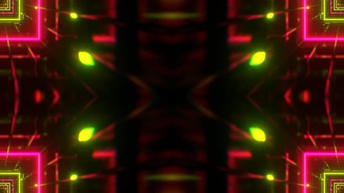 Pink And Light Green Futuristic Neon Kaleidoscope Background Vj Loop In 4K