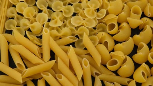 Display of Various Uncooked Pasta Types