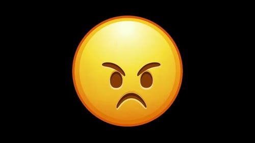 Animated Emoji Changing from Squinting to Angry Expression