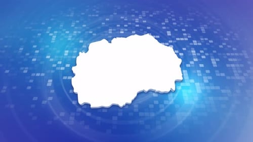 North Macedonia Map Outline Reveal on Digital Background