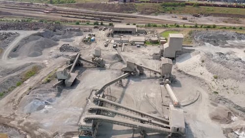 Aerial View of a Busy Industrial Quarry