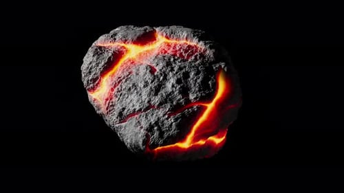Animation 3D en boucle de la rotation d'un astéroïde extraterrestre. Canal Alpha.