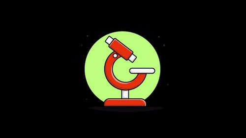 Animated Flat Design Microscope Icon for Scientific Concepts