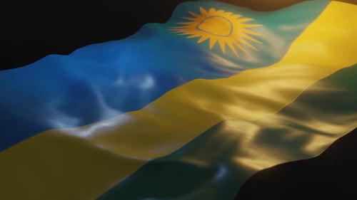 Realistic Waving Flag of Rwanda Loopable Background