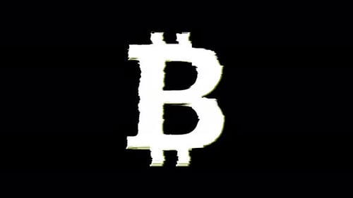 Bitcoin-Blockchain-Kryptowährungssymbol mit Geräuschpanne