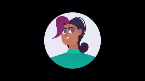 Stylized character portrait with bold hair color