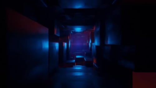 Blue and Orange Dangeon Tunnel Background Loop Animation in 1080HD