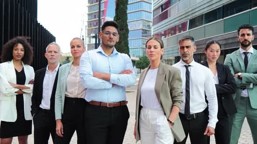 Diverse Business Team Standing Together Confidently