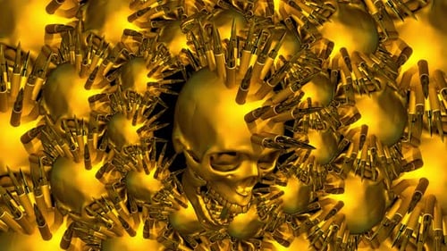 Animated Golden Skulls with Bullet Mohawks Looping Background