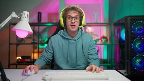 Excited Gamer Celebrates Video Game Success