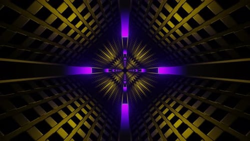 Purple And Gold Neon Corners Tunnel Background Vj Loop In 4K