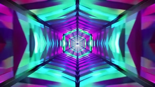 Futuristic Hexagonal Neon Tunnel 3D Animation