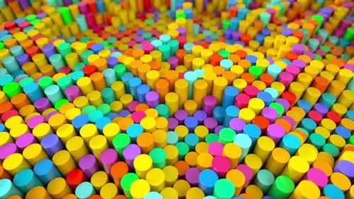 Vibrant Abstract Cylinders Waving Loop Background