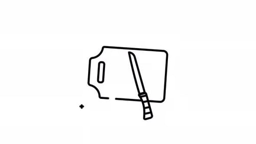 Animated Minimalist Line Icon: Cutting Board and Knife