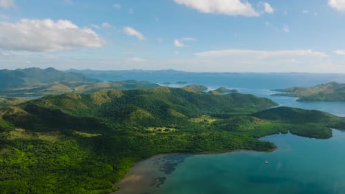 The Dense Green Forest Stretches Across the Hills Coron Palawan Philippines