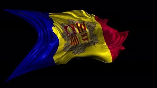 Andorra National Flag Waving Realistic Loopable Animation