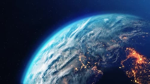 Beautiful Rotating Planet Earth from Space with City Lights