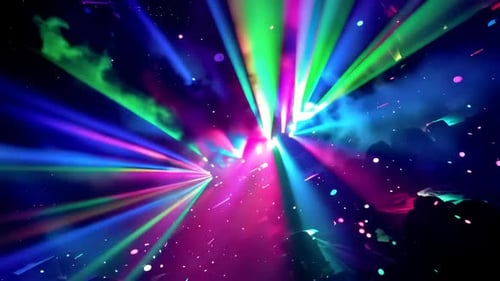 Lebendige mehrfarbige Laserlichtshow-Animation mit Neon B
