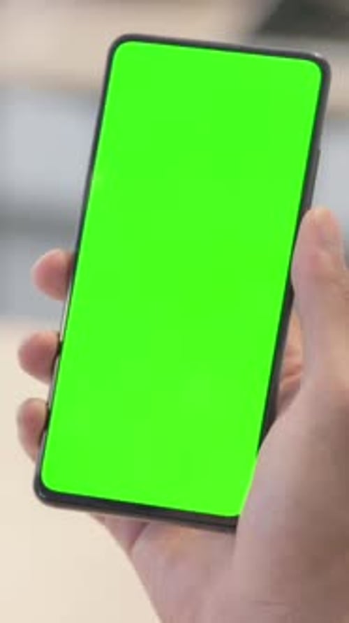 Close up of African Man Using Green Screen Smartphone, Vertical Video
