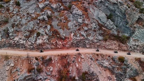 Motorcycle Convoy on Cliff Road in Karanlik Canyon, Kemaliye, Turkey