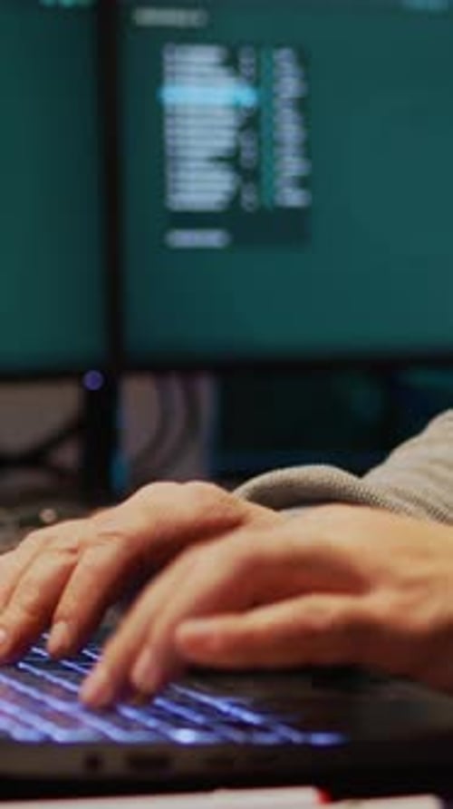 Vertical Video Dangerous Coder Hacking Security System to Steal Big Data