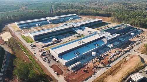Construction Site of New Large Factory Complex Under Development