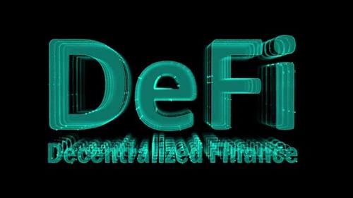 Concept d'animation linéaire numérique de l'icône de la finance décentralisée Defi