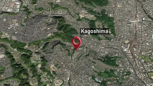 Kagoshima City Zoom (Japan) from Space to Earth