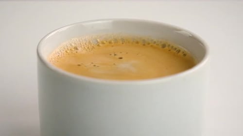 Cup of Coffee with Foam Closeup