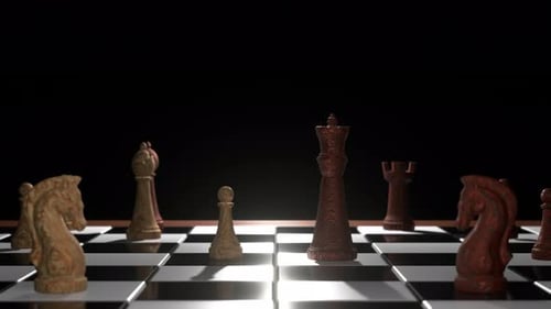 Dramatic 3D Chess Game Pawn Captures Queen Animation