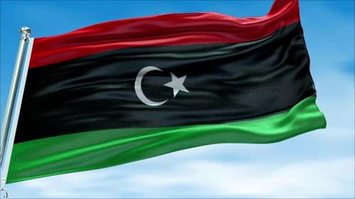 Libya National Flag Waving in Realistic Style