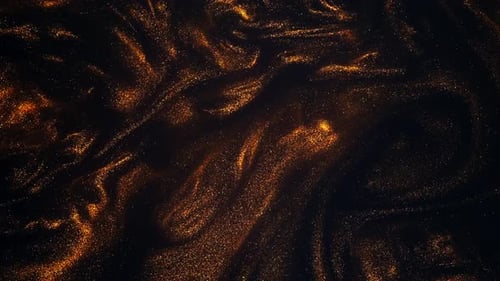Abstract Art in Motion Mixing Gold Acrylic Ink on Black Background