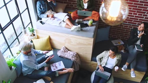 Diversity, technology or startup business people for marketing planning meeting