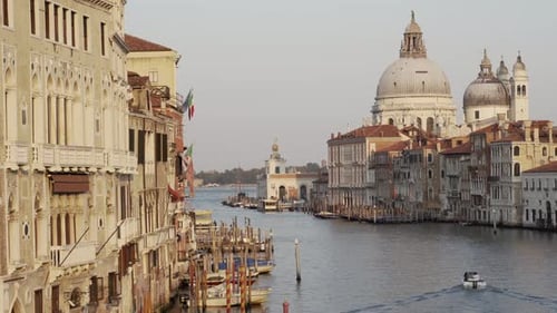 Boat at Grand Canal with Basilica di Santa Maria in background