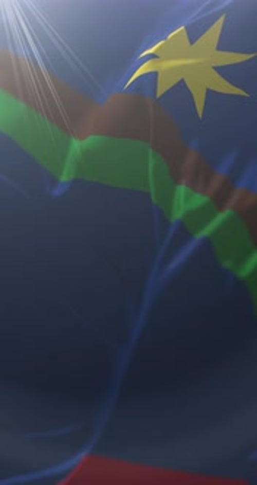 Vertical Waving Flag Motion with Sun Rays Background