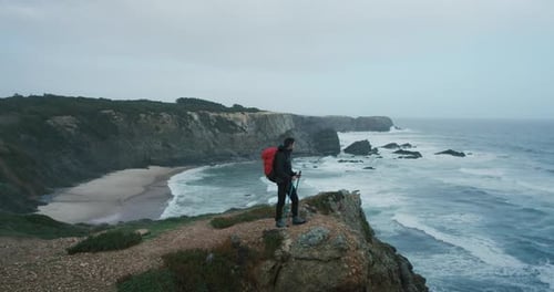 Young Man Hike on Cinematic Coast Mountain Road