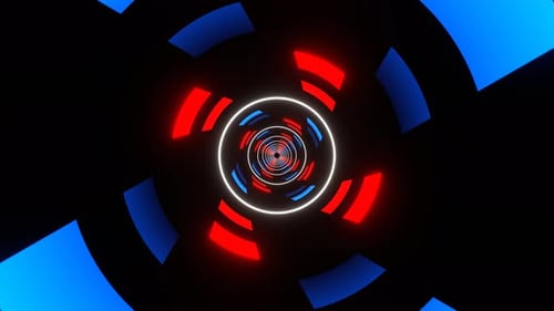 Red And Blue And White Abstract Spiral Light In Tunnel Background Vj Loop In 4K
