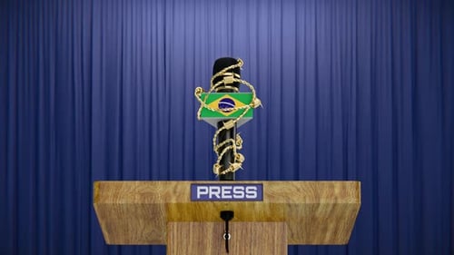 Freedom Of Press Prohibition Concept And Brazil Press Conference