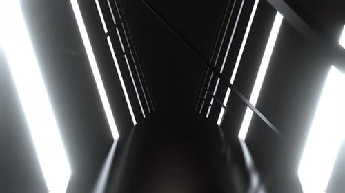 White Neon Strobe Corridor With Asymmetrical Frames BackgroundVj Loop I 4K
