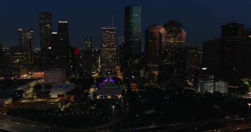 Aerial View of Stunning City Skyline at Night
