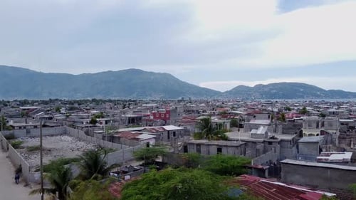 Poor living conditions in Cap Haitien, Haiti. Aerial footage.