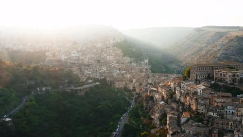 Ancient Village of Ragusa at Sunset