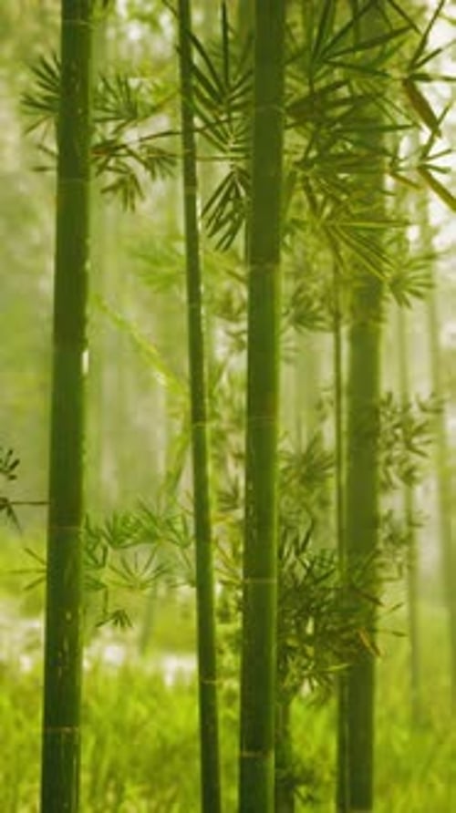 Lush Bamboo Trees in Forest Vertical