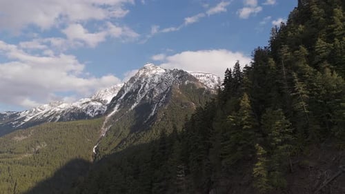 Scenic Mountain Peak and Evergreen Forest in British Columbia, Canada