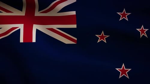 Realistic New Zealand Flag Waving in Wind Loop