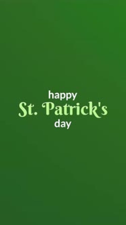 Vidéo de vœux en boucle pour la Saint-Patrick avec des chapeaux de lutin verts tombants, des trèfles et des pièces de monnaie