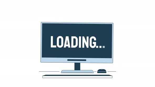Flat Design Computer Monitor Loading Screen Animation, Elements Motion ...